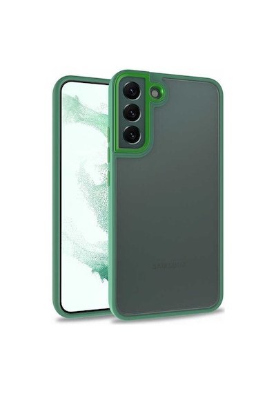 Samsung Galaxy Uyumlu S22 Plus Kapak Metal Kamera Korumalı Arkası Şeffaf Silikon Kılıf - Yeşil