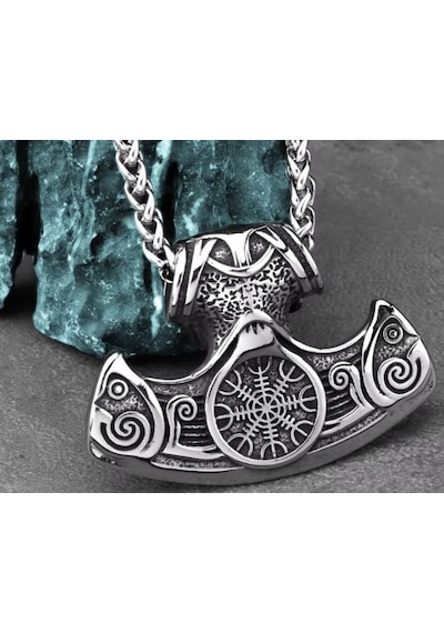 Paslanmaz Çelik Mitolojik Viking Vegvisir Viking Pusula Kolye Gümüş Paslanmaz Çelik Mitolojik Viking Vegvisir Viking Pusula Kolye Gümüş