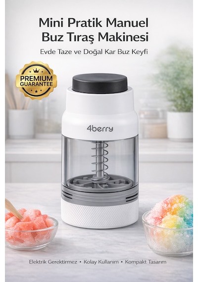 Mini Buz Kırıcı Ice Shaver Manuel, Bpa Free, Paslanmaz Çelik Bıçaklı, Taşınabilir Buz Rendesi Beyaz