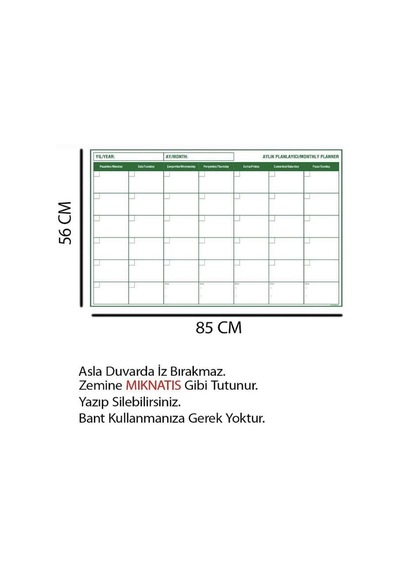 Panda Pratik Tahta 1 Rulo Aylık Planlayıcı 85 CM x 56 CM