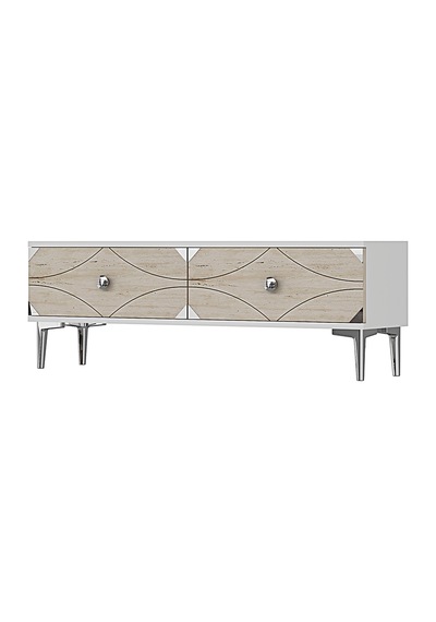 Tsa1297bts Alfa Tv Sehpası Beyaz-traverten-silver 120cm