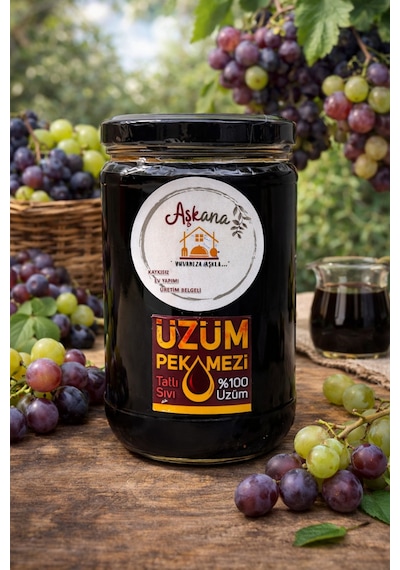 Üzüm Pekmezi, 800 G,cam Kavanozlu,katkısız, Şeker İlavesiz, Doğal,%100 Manisa Üzümü