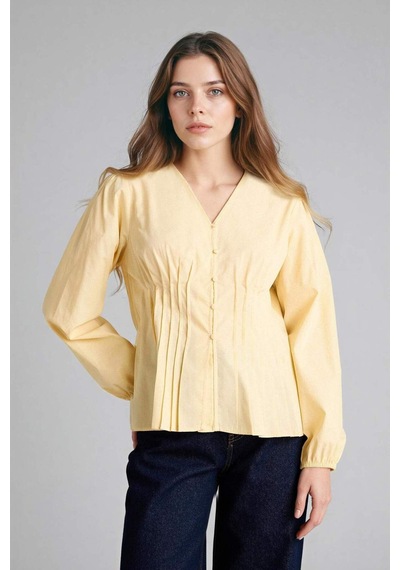 Defacto Regular Fıt Poplin Uzun Kollu Tunik H0280ax26spyl251 Sarı-yl251