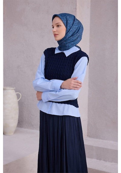 Belli İpek Eşarp - 4208-51 Lacivert Twill