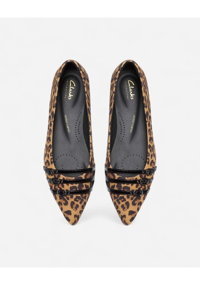 Clarks Sensa15 Strap Leopard Suede Kadın Kahverengi Babet 26183127 Kahverengi