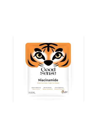 Tiger Desenli Niacinamide Kağıt Yüz Maskesi Sebum Dengeleyici Gözenek Sıkılaştırıcı Bakım