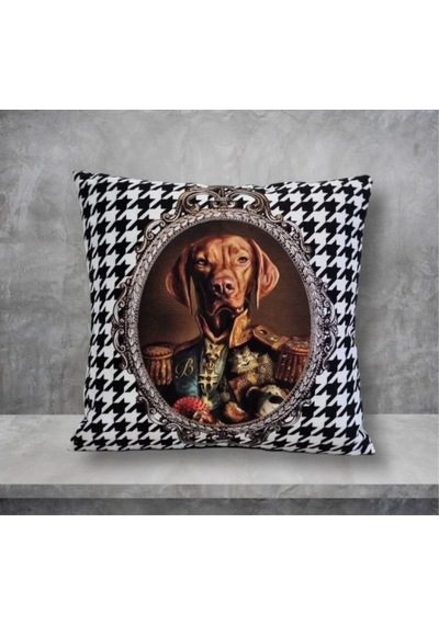 Vizsla Kral Köpek Kaz Ayağı Desen Kırlent Kılıfı Renkli