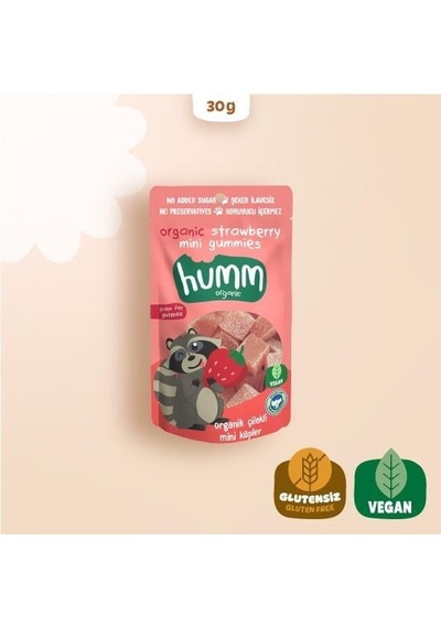 Organik Çilekli Glutensiz Vegan Mini Küpler 30 Gr Diğer