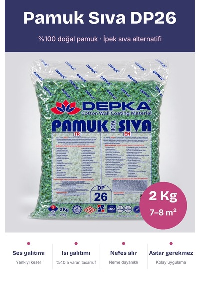 Depka Pamuk Sıva Dp26 2 Kg 7-8 M² İpek Sıva Alternatifi Isı Ve Ses Yalıtımlı Dekoratif Sıva