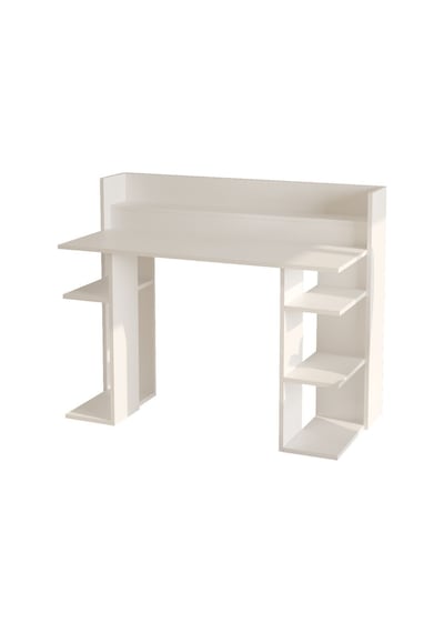 Pantego 124cm Çalışma Masası Bilgisayar Masası Raflı Beyaz Pan1-w Beyaz