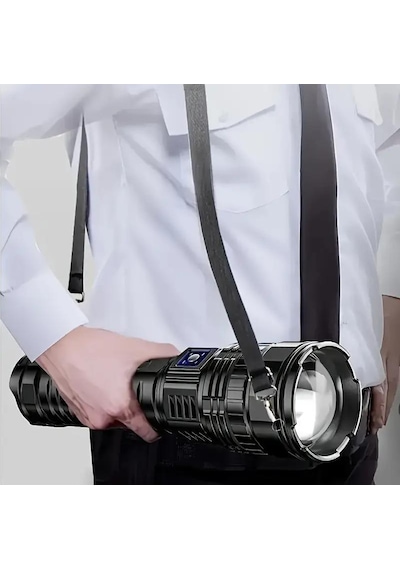 Valkyrie Ultra Güçlü Yüksek Parlaklık M80 Led Şarjlı El Feneri 6000mah Powerbank Siyah