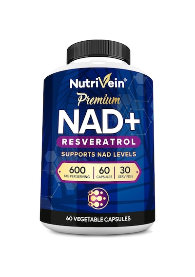 Nutrivein Premium Nad + Resveratrol 600 Mg Aging Cognition Metabolism Overall Well-being 60 Caps
