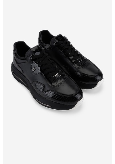 Valmenti Erkek Hakiki Deri Siyah Rugan Sneakers & Spor Ayakkabı 381 23350 Erk Ayk Y26 Sıyah Rgn Siyah1