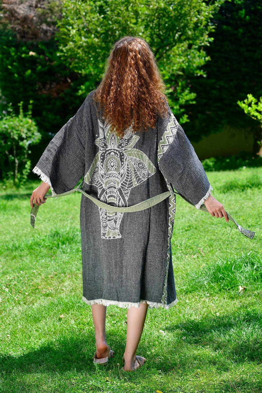 Brandsmithshop Yeşil- Siyah Elephant Kimono Çok Renkli