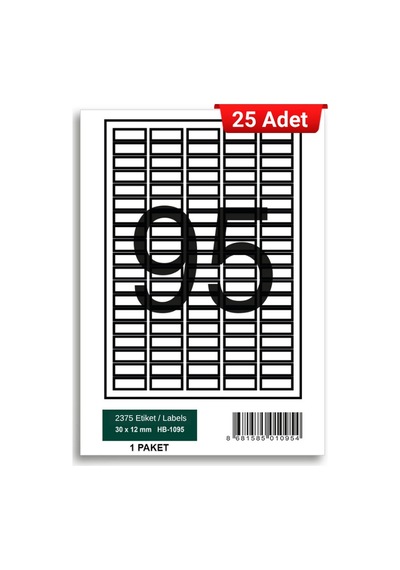 Herboy Hb-1095 30 X 12 Mm A4 Laser Etiket 25 Adet