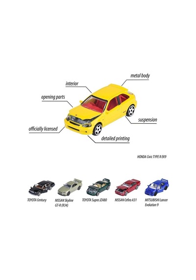 8502100000 ''jdm Legends Premium Cars, 6-asst.freewheel, Die-cast Diğer