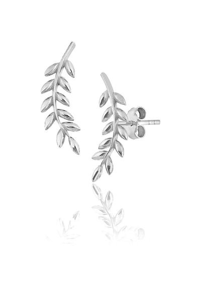 Zanaatsilver Gümüş Rodyum Kaplama Yaprak Modeli Küpe