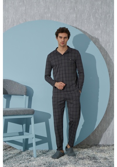 Sevim Erkek Uzun Kol Füme Pijama Takımı C9t4n4o7 001