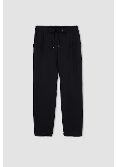 DeFacto Jogger Pantolon Keten Görünümlü Cepli Yüksek Bel Düz Paça R0433AZ25SPBK81