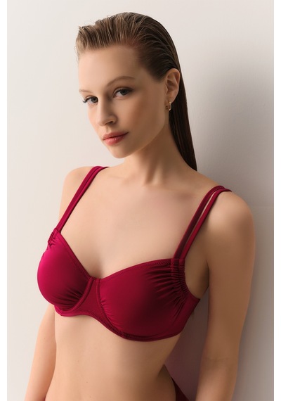 Suwen Balenli Körüklü Bikini Üst Sbn26940c020 Bordo 40