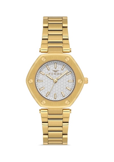 Ferro Fl43006a-b Quartz Çelik Altın Rengi 32 Mm Kadın Kol Saati Altın