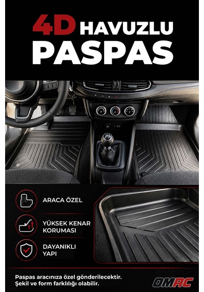 Volvo Xc90 -2 2015-2026 Uyumlu 4d Havuzlu Paspas Kauçuk Siyah 5 Parça