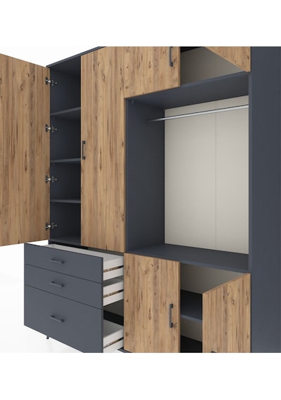 Hyperion Gardrop 7 Raflı 3 Çekmeceli Tek Askılı 176x44x221 Antrasit-çam/antrasit Çam/antrasit Hyperion Gardrop 7 Raflı 3 Çekmeceli Tek Askılı 176x44x221 Antrasit-çam/antrasit Çam/antrasit