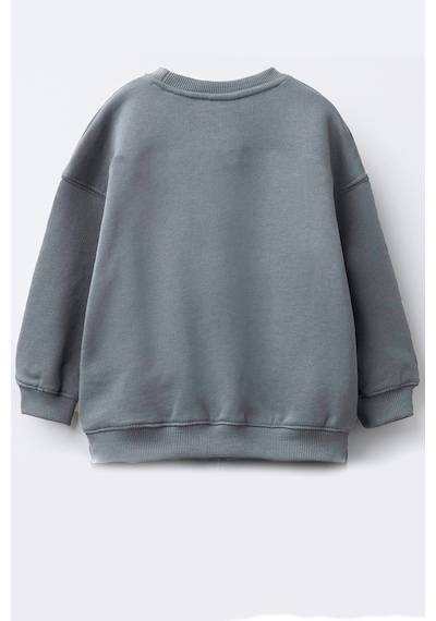 Monila Unisex Çocuk Telefon Baskılı 3 İplik Kumaş Pamuklu Sweatshirt Antrasit