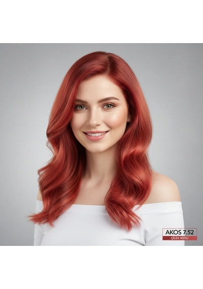 Akos Çilek Kızılı Saç Boyası 7.52 4 Adet + 4 Adet Oksidan