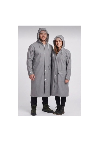 Lilymoon Su Geçirmez Kapüşonlu Siperlikli Unisex Yağmurluk Gri