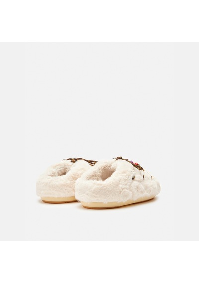 Terlik Kadın Diğer 80d1460250-l002 Moon Boot Mule Faux Fur Beads Cream Krem