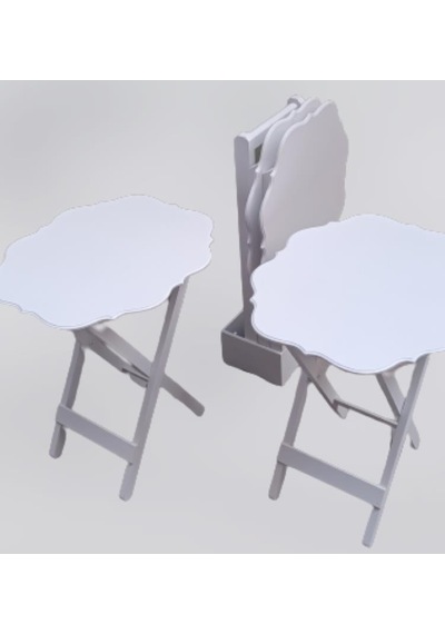 1448bng90094çanta Zigon Sehpa Yonca Takım 4lü Model Ahşap Mdf Parlak Beyaz Lake Renk El Yapım