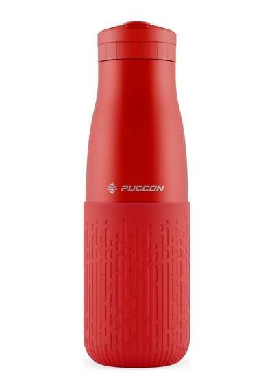 Puccon Pipetli 500 Ml Kırmızı Paslanmaz Çelik Matara/suluk - Silikon Gövde Yağmur - 50014