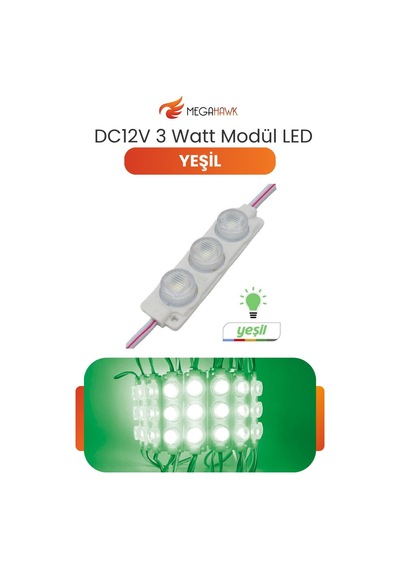 Dc 12v 3w Yeşil Modül Parmak Led Su Geçirmez Tabela Aydınlatma Dekoratif Led Modül 5 Adet