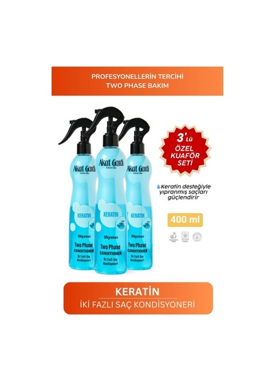 Çift Fazlı Keratin İçerikli Fön Suyu 400ml.3'lü Özel Set