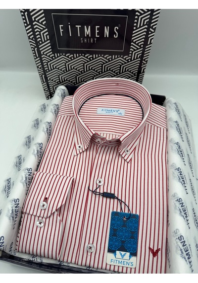 Slim Fit Uzun Kol Premium Çizgili Yaka Düğmeli Hediye Kutulu Erkek Gömlek Fs-004440 - Bordo-3181 Slim Fit Uzun Kol Premium Çizgili Yaka Düğmeli Hediye Kutulu Erkek Gömlek Fs-004440 - Bordo-3181