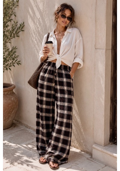 Bb Butik Basic Kare Desenli %100 Pamuk Keten Palazzo Pantolon Bol Kesim Yazlık Pantolon My3535 siyah Bb Butik Basic Kare Desenli %100 Pamuk Keten Palazzo Pantolon Bol Kesim Yazlık Pantolon My3535 siyah