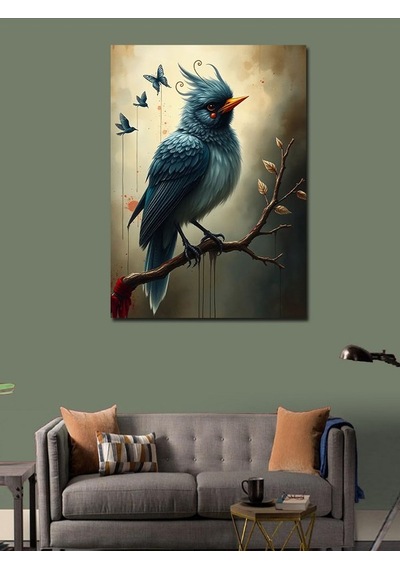 Kanvas Tablo Daldaki Mavi Kuş 50cmx70cm