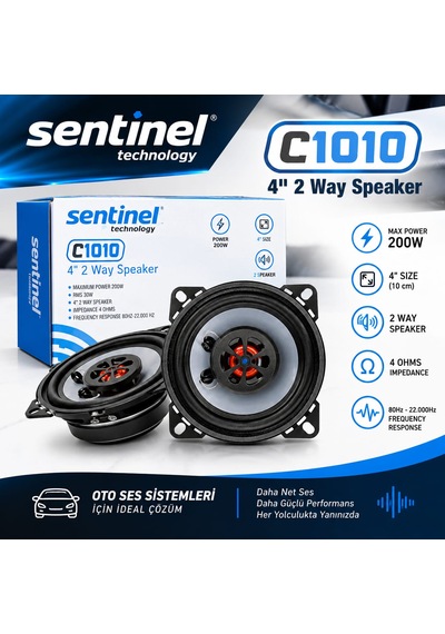 Sentinel C1010 Oto Hoparlör 200w 10cm