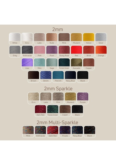 Sensy 2 Mm Multi Sparkle Simli Polyester Makrome İpi Lacivert