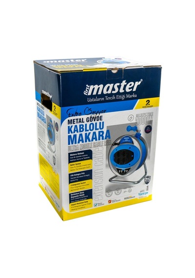 Master 505423 Extra Metal Gövde Makaralı Kablo 3x2.5mm 50 Metre