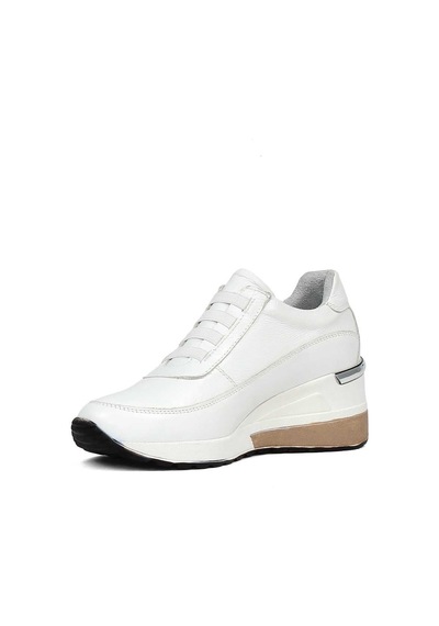 Kadın Beyaz Dolgu Topuklu Deri Sneaker