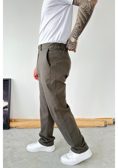 Yeşil Baggy Keten Pantolon