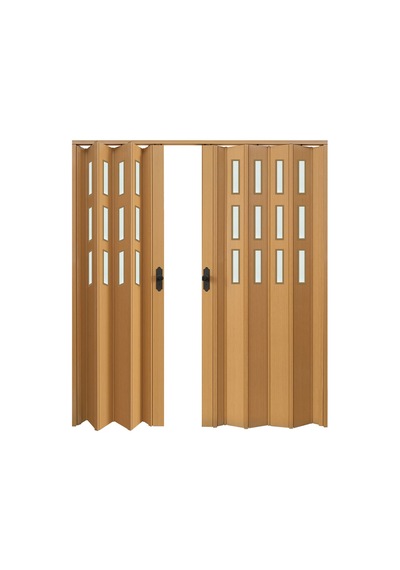 Faran Dekorasyon 170 x 215 Meşe Renk Camlı Çift Açılım Pvc Akordiyon Kapı - FRNAKMODEL-0-154