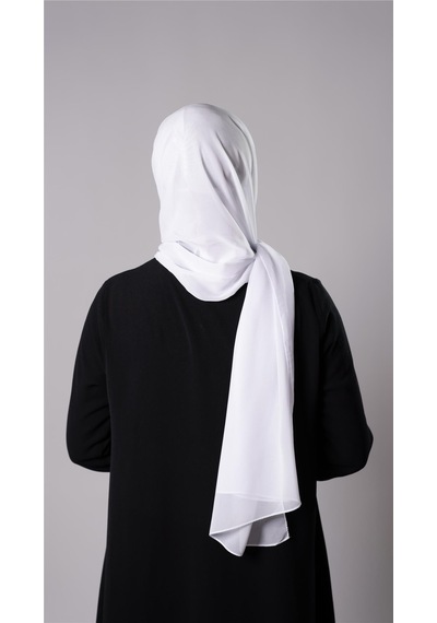 Hürrem Bone Beyaz Pratik Hazır Geçmeli Şal Şifon Kumaş Hijab Bone 3009 42