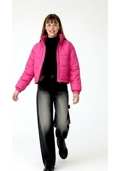 Veraura Lifestyle Kız Çocuk Pembe Çıtçıtlı Fermuarlı Şişme Mont