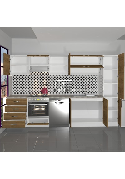 Decoraktiv Elite 325yq Ankastre Fırın Modüllü Mdf Hazır Mutfak Dolabı - Tezgah Dahil - Naturel Pera Meşe Decoraktiv Elite 325yq Ankastre Fırın Modüllü Mdf Hazır Mutfak Dolabı - Tezgah Dahil - Naturel Pera Meşe