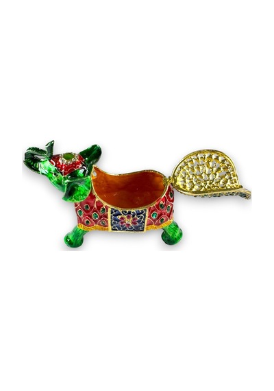 Taşlı Dekoratif Fil Biblo Metal, Renkli Taşlı, Şık Ev Aksesuarı 15x12 CM 727651905