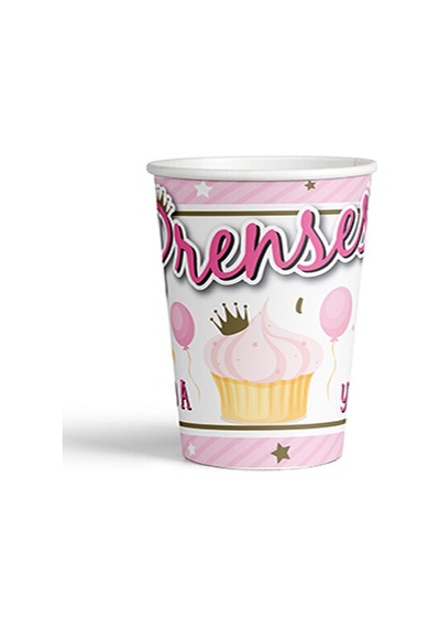 2 Paket 8 Oz Karton Bardak 1 Yaş Pembe 8'li - Parti Bardağı