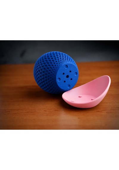 3d Baskı Küre Saksı - Kafes Dokulu İki Parçalı Dekoratif Saksı - Mavi-pembe
